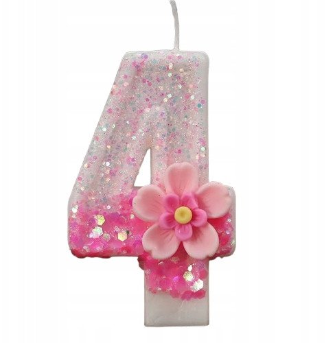 Świeczka Urodzinowa Na Tort / KWIATUSZEK / Świeczki na Urodziny / CYFRA 4