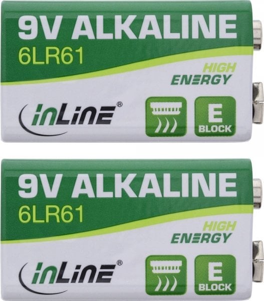 InLine InLine® Alkaline High Energy Battery, 9V Block 6LR61, 2pcs pack