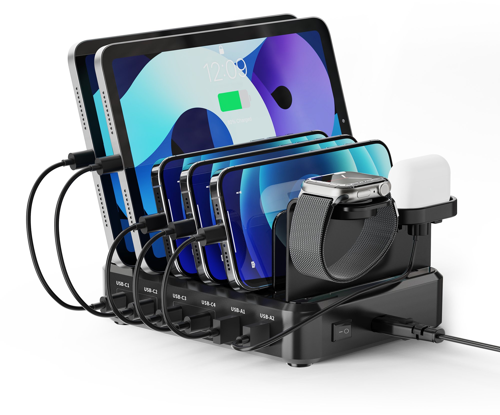 Ładowarka sieciowa 130W 6-portowa, 4x USB-C PD, 2x USB-A QC