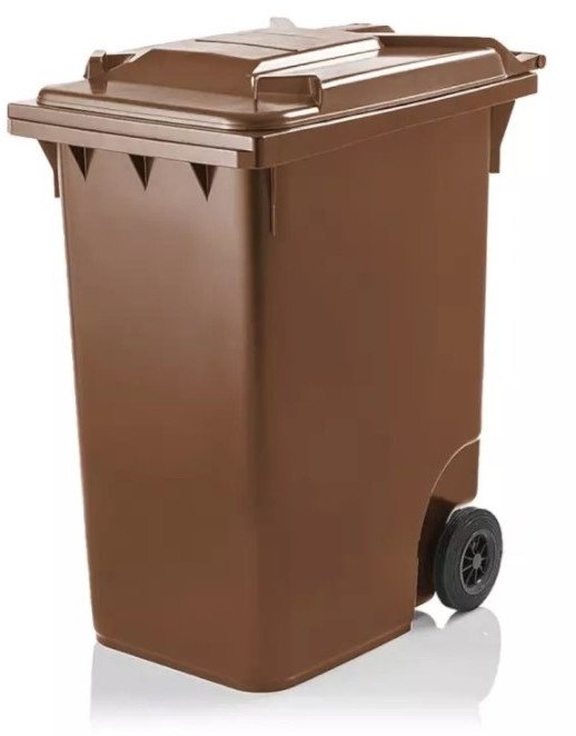 Pojemnik do segregacji odpadów na kółkach WEBER - pojemność 360 l (Kolor: brązowy)