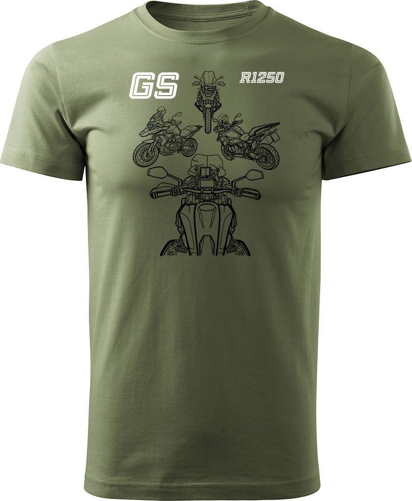 Topslang Koszulka motocyklowa z motocyklem na motor BMW GS 1250 ADVENTURE męska khaki REGULAR XXL