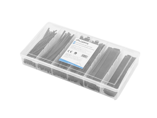 Lanberg Zestaw rurek termokurczliwych 100 szt. Czarne (ORG01-ST100B)