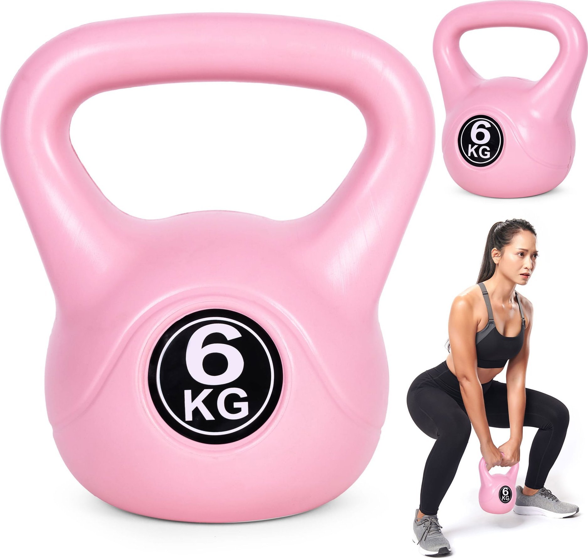 Kettlebell kettle 6 kg do ćwiczeń hantla kula odważnik obciążenie ciężar fitness różowy ModernHome