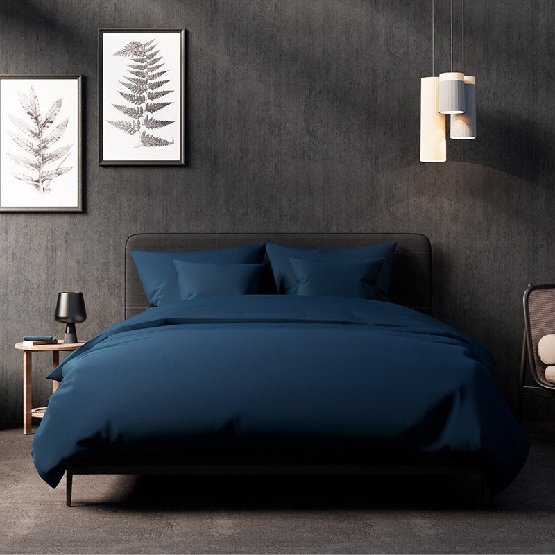 Pan Materac Pościel PAN MATERAC satyna bawełniana granatowa 220x200