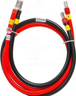 Mojeledy 2x 150cm czerwony i czarny kabel łączeniowy akumulatora inwertera 35mm