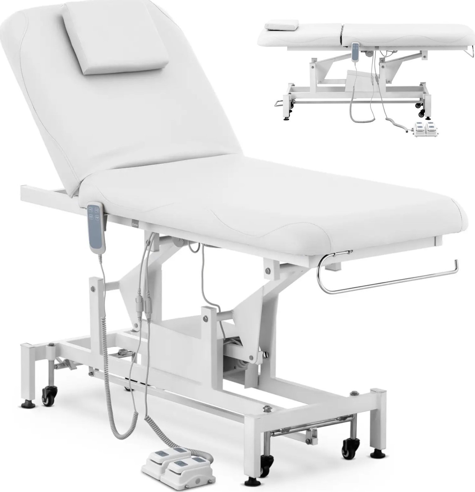 Physa Łóżko stół kosmetyczny do masażu elektryczny 2 silniki 200 kg LYON - białe Łóżko stół kosmetyczny do masażu elektryczny 2 silniki 200 kg LYON -