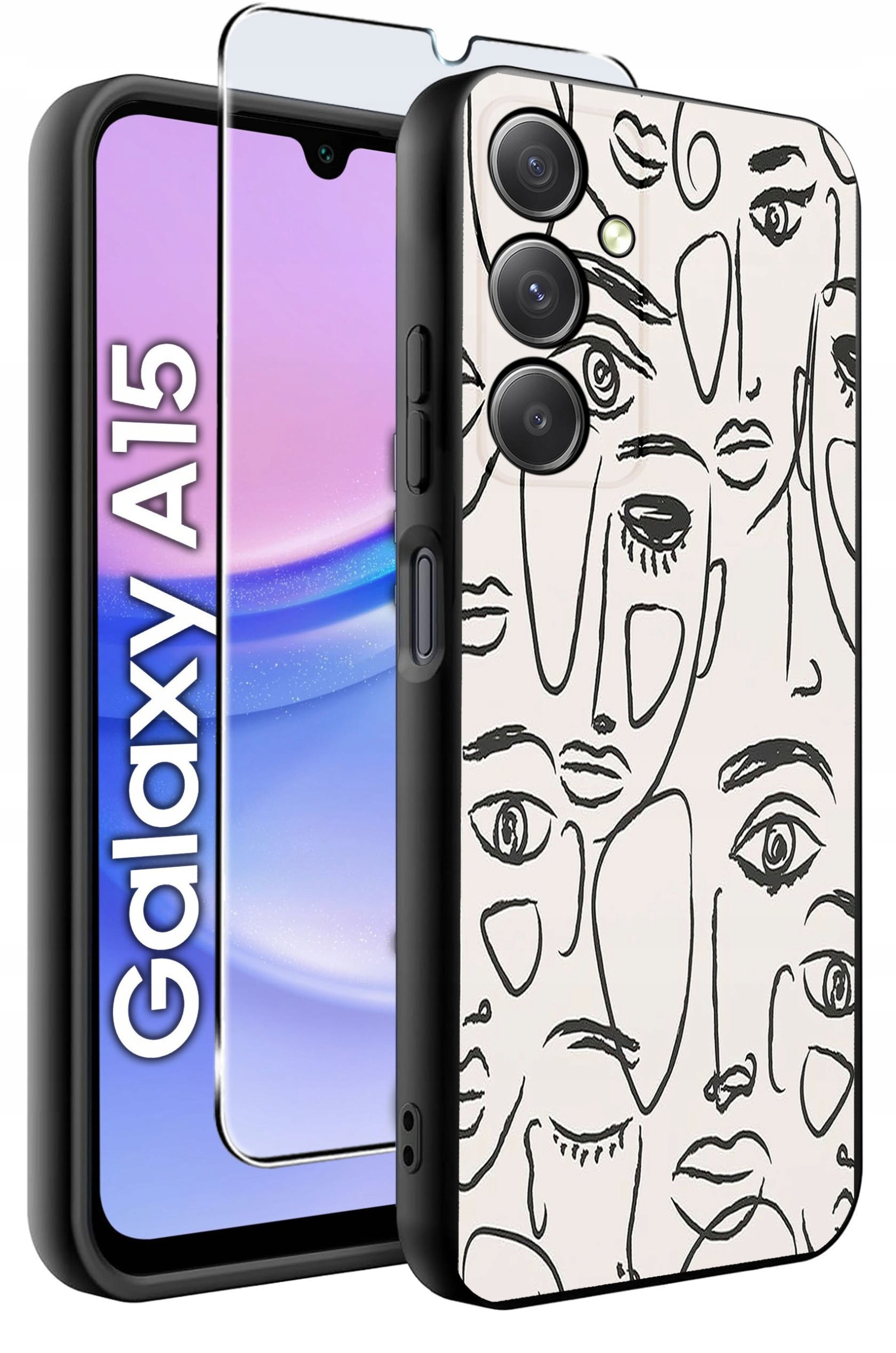 ETUI do Samsung A15 4G | 15 5G WZORY | SILIKONOWE MATT CASE + SZKŁO 9H