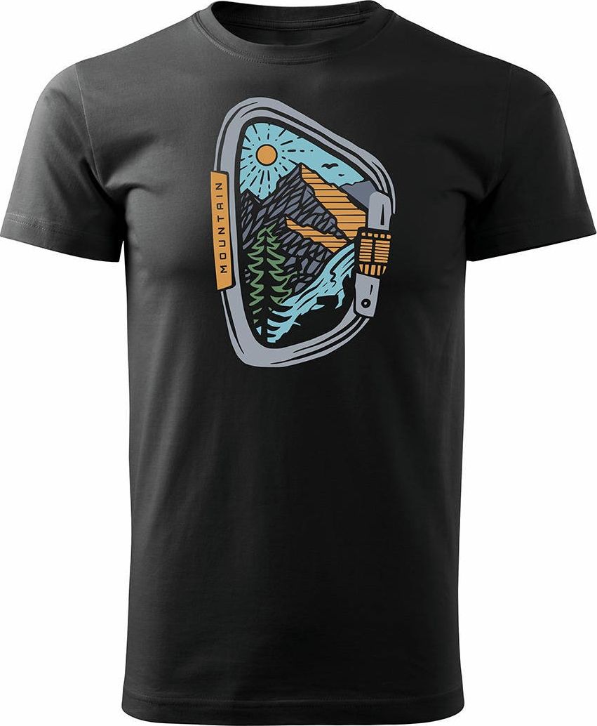 Topslang Koszulka z górami w góry karabińczyk trekkingowa męska czarna REGULAR XXL