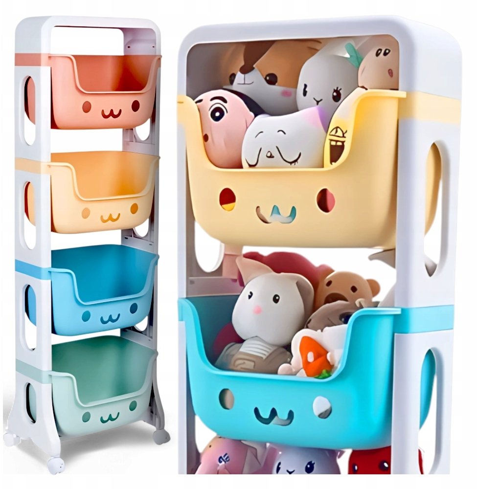 PLASTIKOWY REGAŁ NA KÓŁKACH Z PÓŁKAMI KANZA