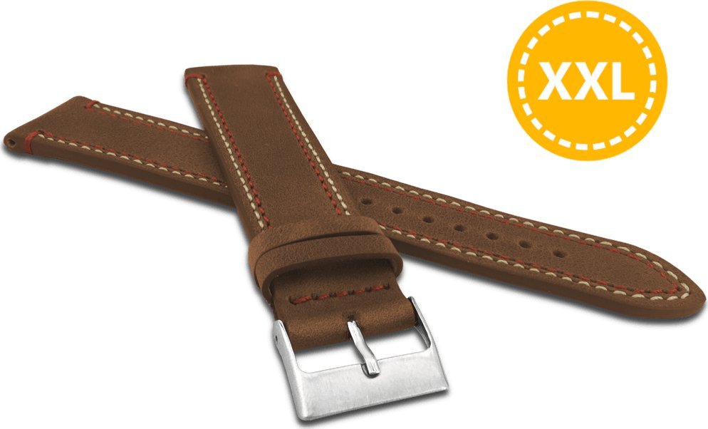 Lavvu LAVVU XXL Podwójnie szyty brązowy pasek SPORT z luksusowej skóry Top Grain - 22 XXL