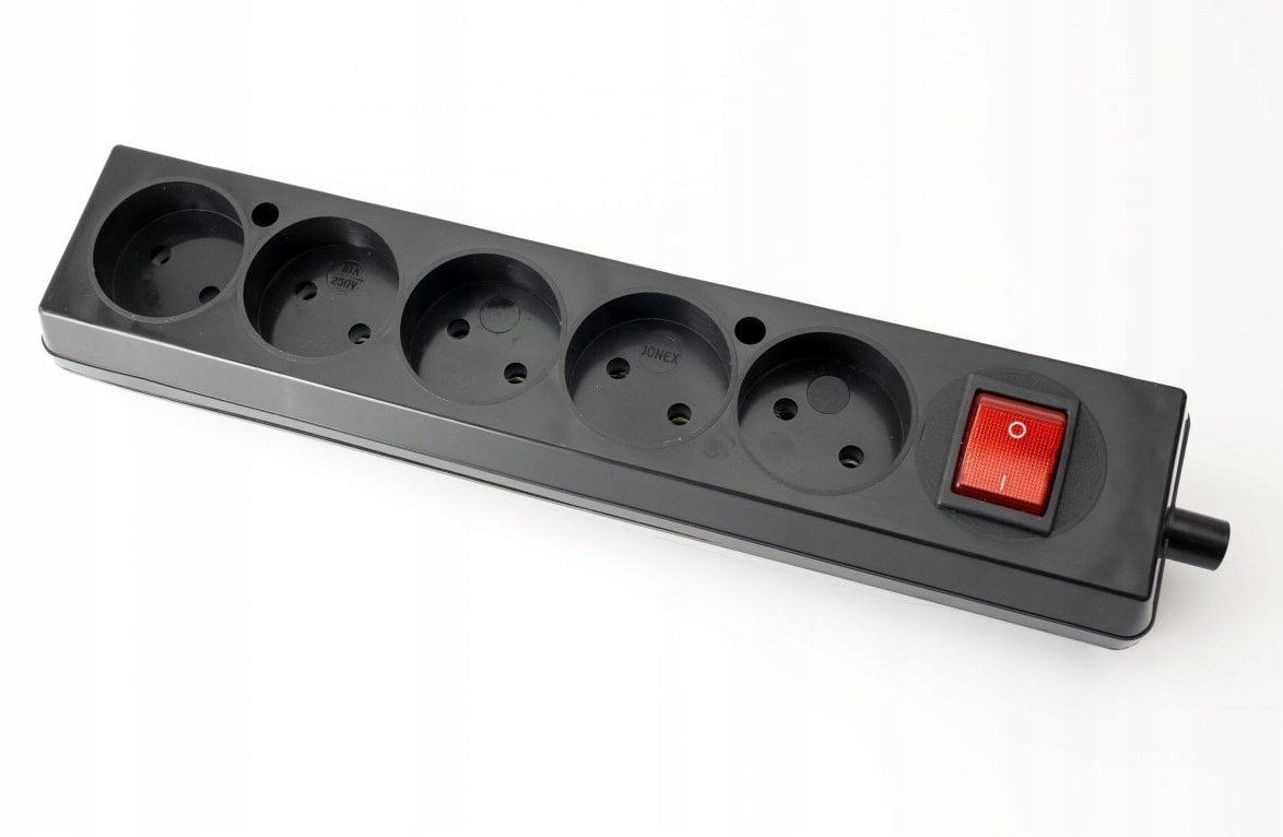 Gniazdo przenośne pięciokrotne 16A 2P 250V z wyłącznikiem czarne GN-560WS