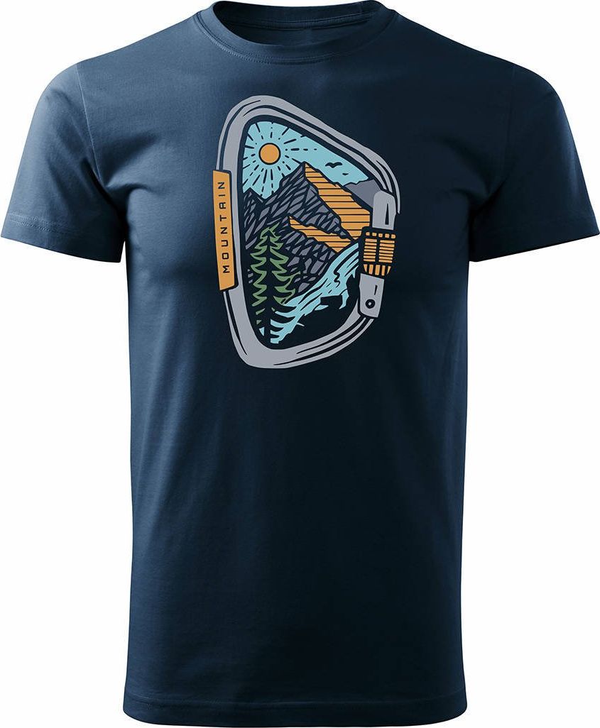 Topslang Koszulka z górami w góry karabińczyk trekkingowa męska granatowa REGULAR M