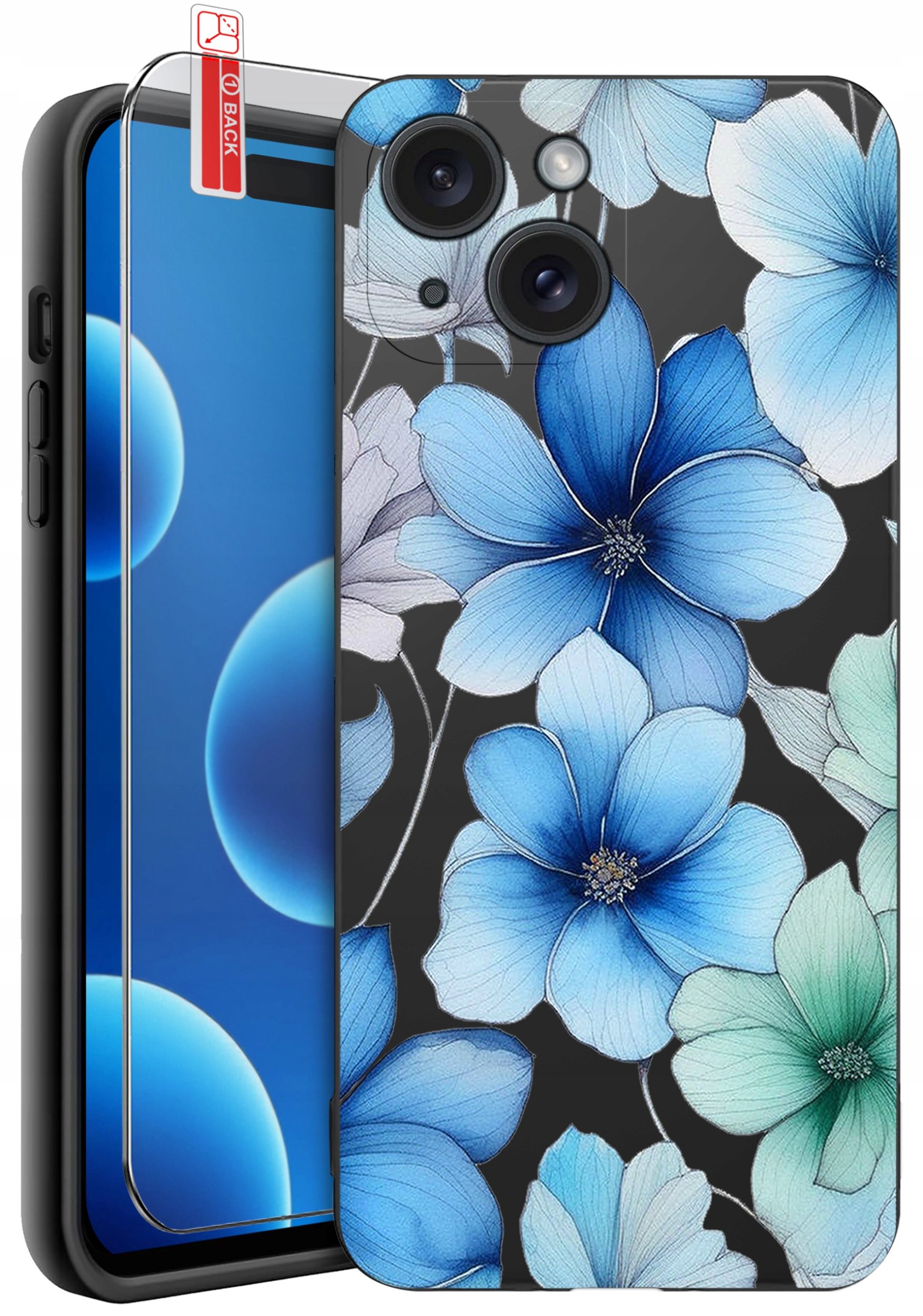 ETUI do iPhone 15 | WZORY | SILIKONOWE MATT CASE + SZKŁO 9H