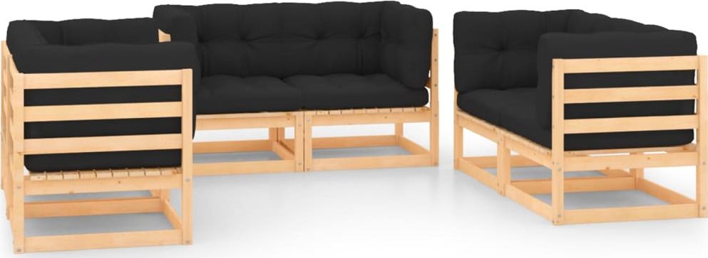 vidaXL 6-cz. zestaw wypoczynkowy do ogrodu, z poduszkami, lita sosna