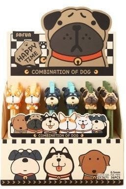 Cresco Długopis żelowy Dog 0,5mm niebieski (36szt)