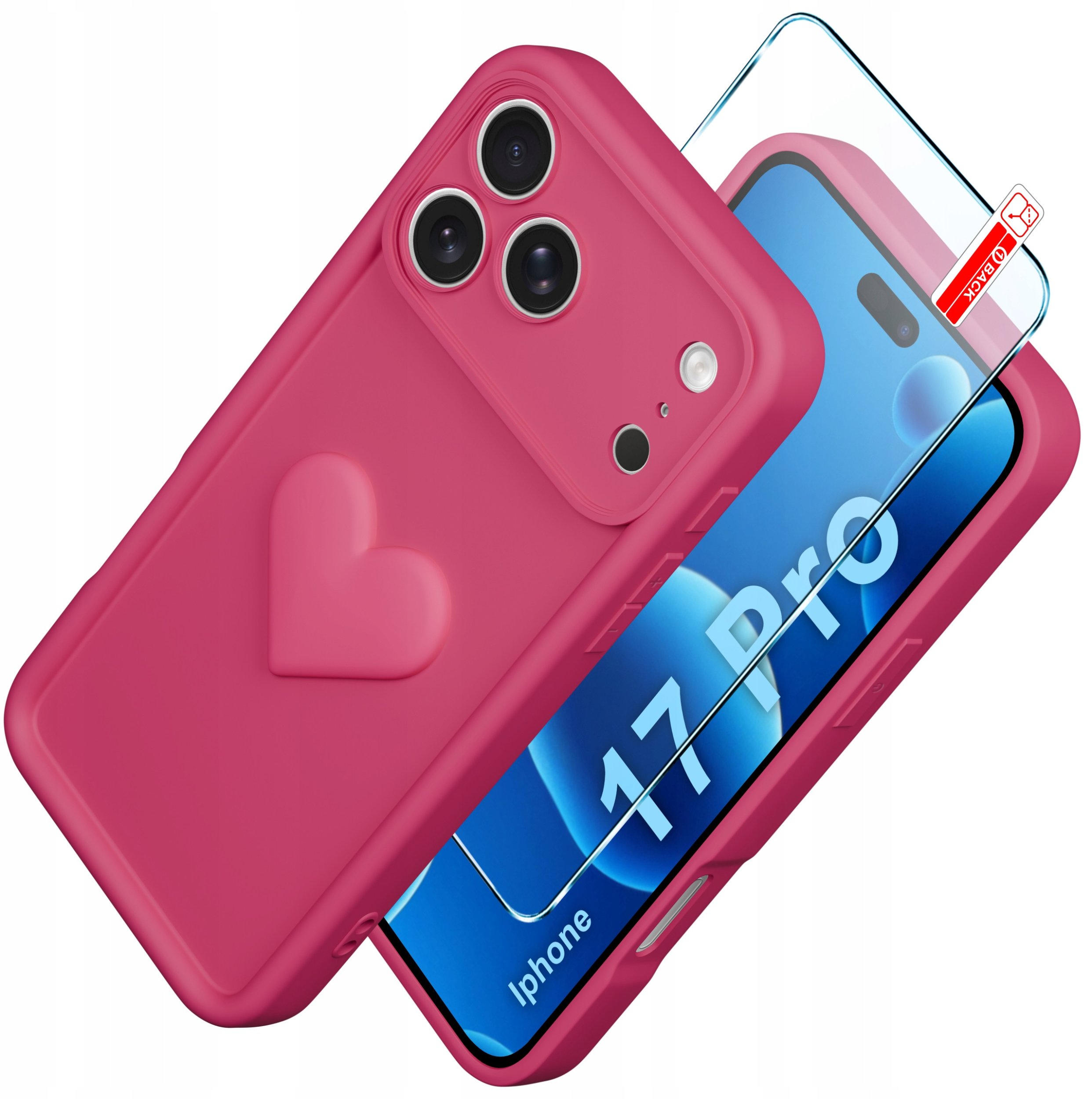 Etui do iPhone 17 Pro CASE silikonowe MATOWE serce + Szkło ochronne 9H