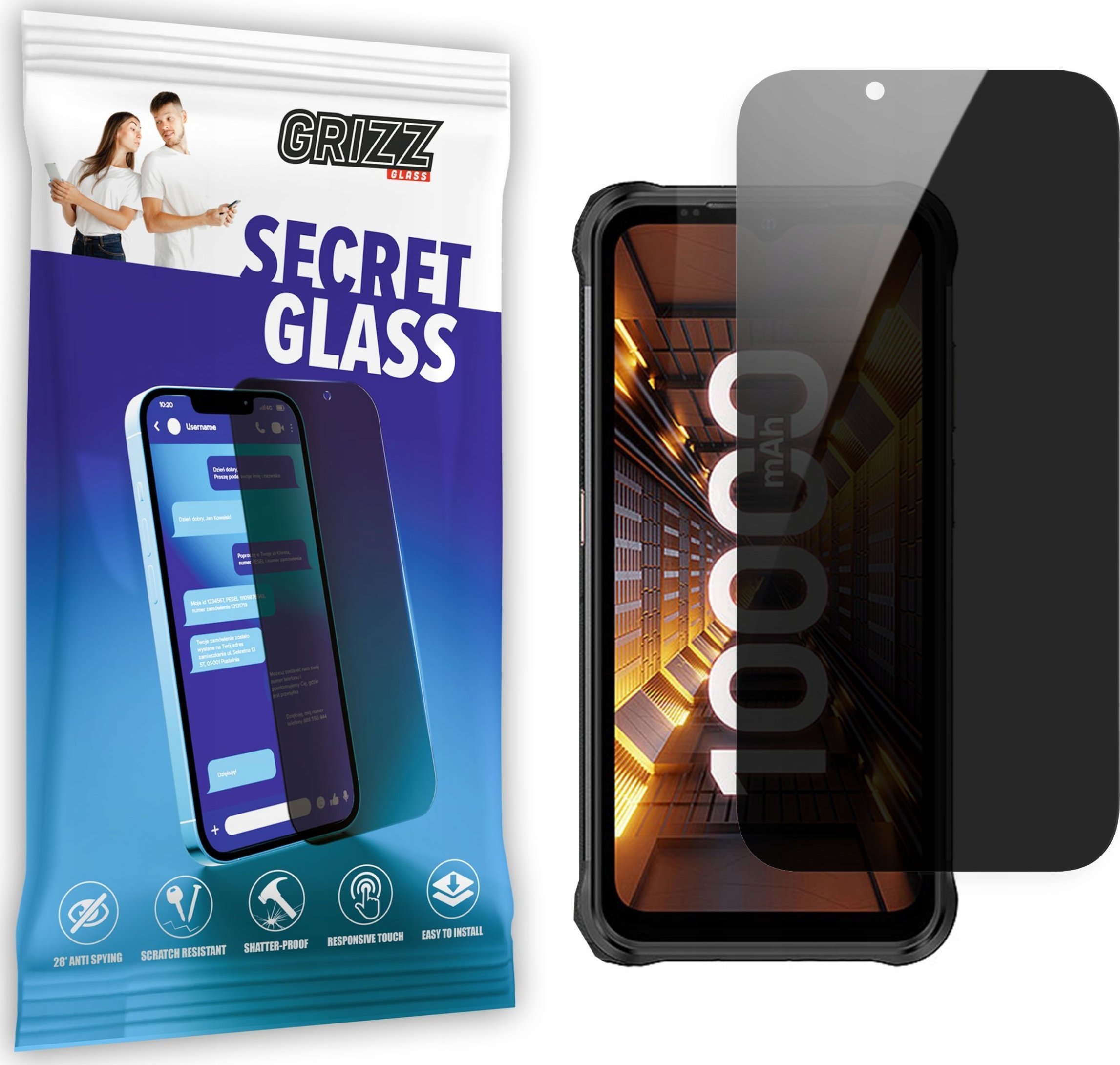 GrizzGlass Szkło prywatyzujące GrizzGlass SecretGlass Ulefone Power Armor 14 Pro