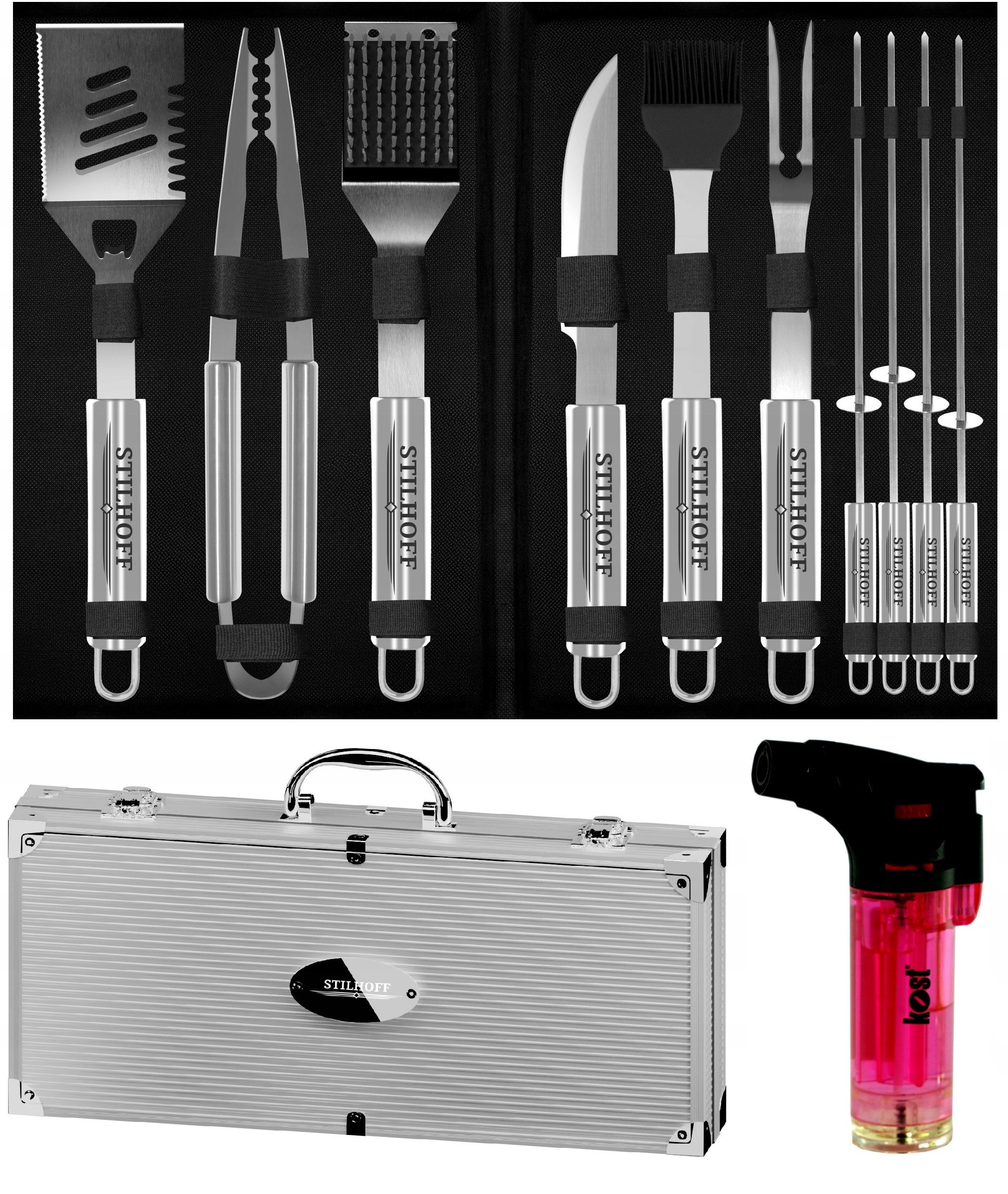 Zestaw akcesoria do GRILLA STILHOFF STRONG sztućce 12szt 10+Walizka+palnik *