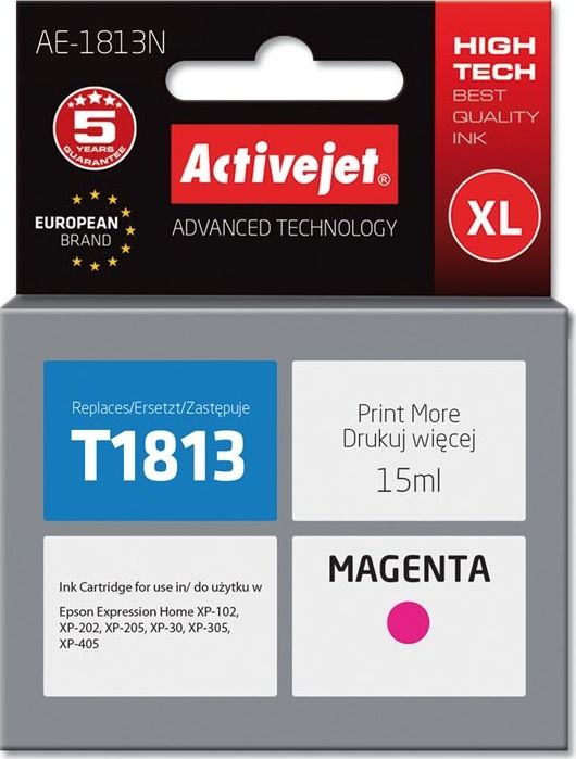 Tusz Activejet Activejet Tusz Activejet AE-1813N (zamiennik Epson 18XL T1813; Supreme; 15 ml; czerwony)