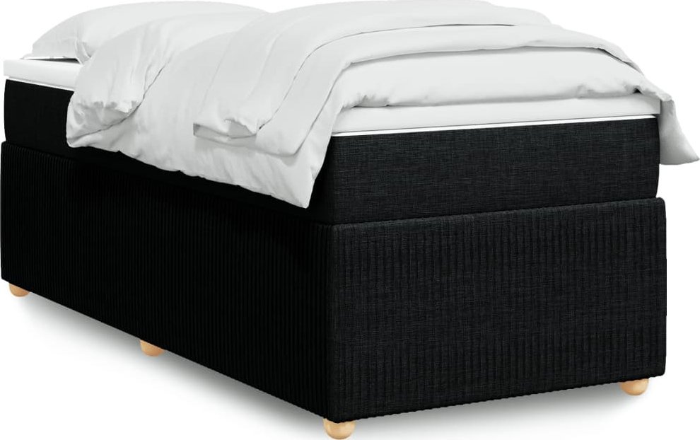 vidaXL vidaXL Łóżko kontynentalne z materacem, czarne, tkanina, 90x200 cm