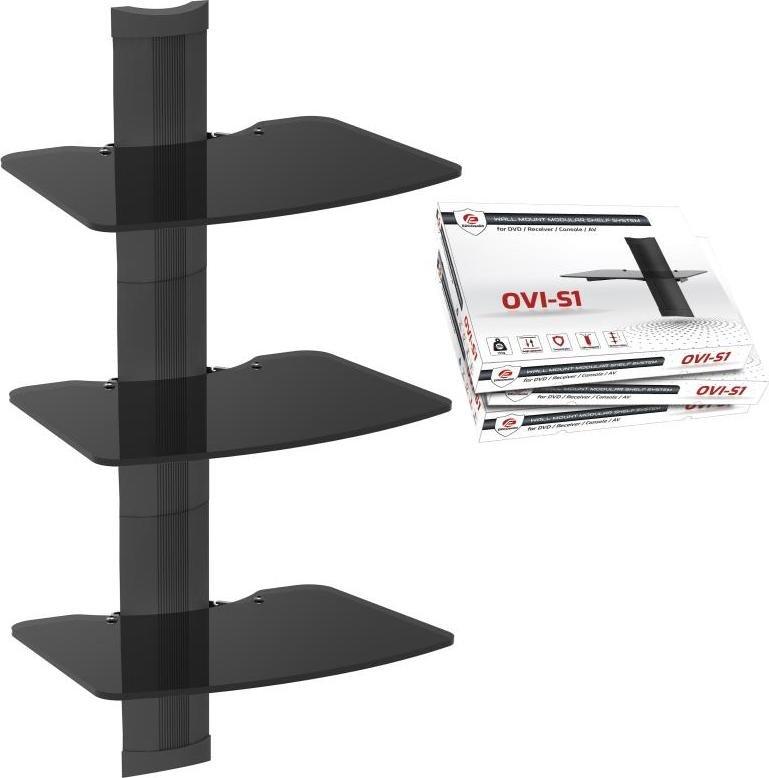 Ergosolid OVI-S3 - Półka audio/video/DVD hartowane szkło, bardzo wysoka jakość wykonania