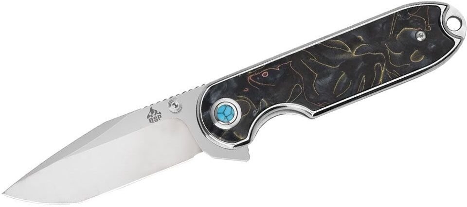 QSP Knife NEBULA RESIN QS168-E Brass Copper Mesh