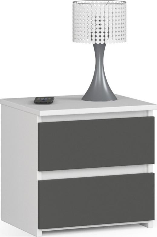 Fabryka Mebli Akord Szafka nocna CL2 40 cm 2 szuflady - biała-grafit szary