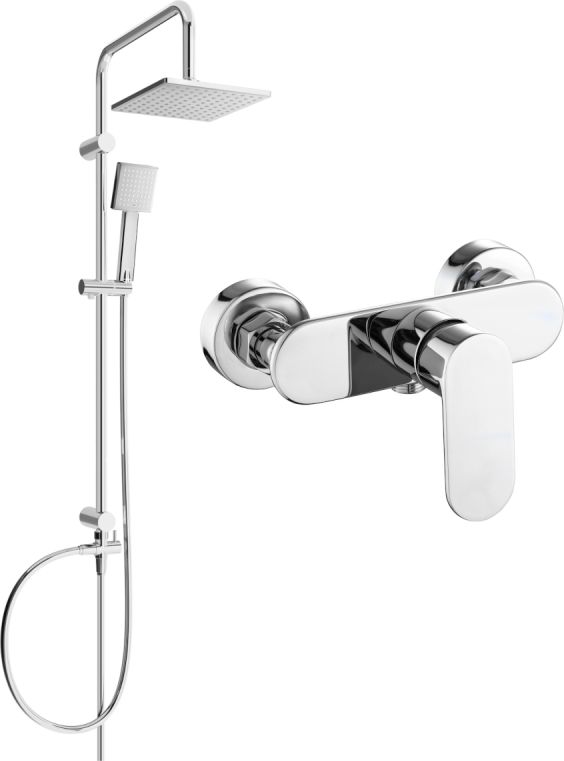 Zestaw prysznicowy Mexen Mexen Tord zestaw prysznicowy natynkowy z deszczownicą i baterią prysznicową Milo, chrom - 71340200-00