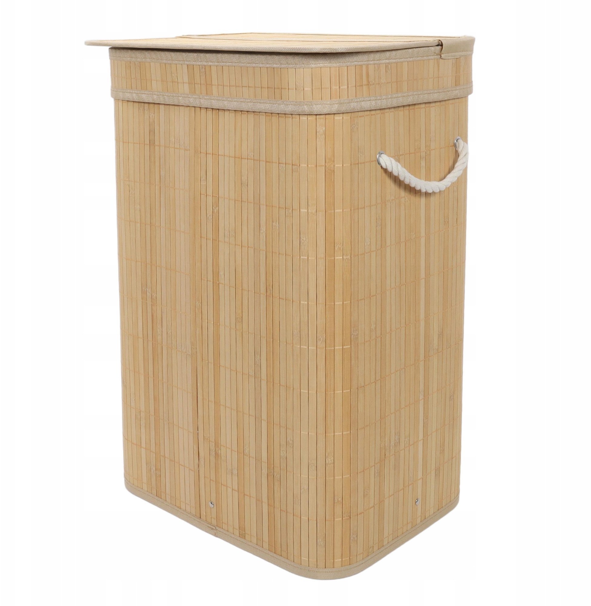 Bambusowy kosz na pranie z pokrywą, 80 l