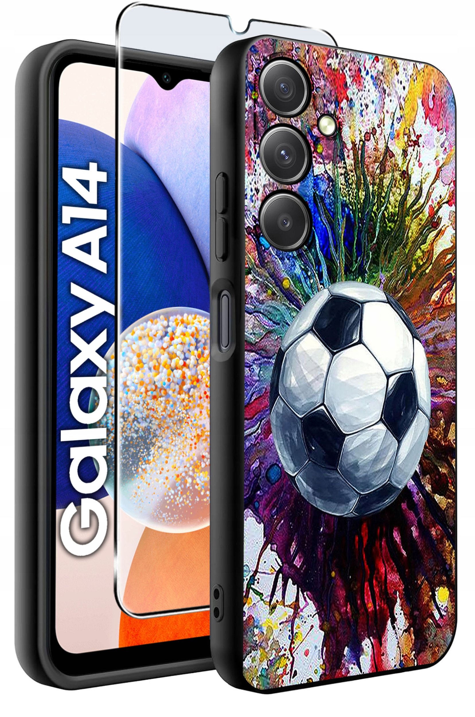 ETUI do Samsung A14 5G WZORY | SILIKONOWE MATT CASE + SZKŁO HARTOWANE 9H