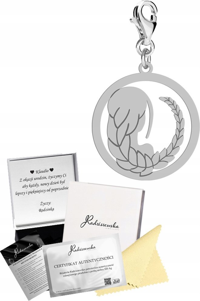 Radziszewska Jewellery Charms Srebrny Zodiak Panna Znak Zodiaku 925 Prezent Kobieta DEDYKACJA
