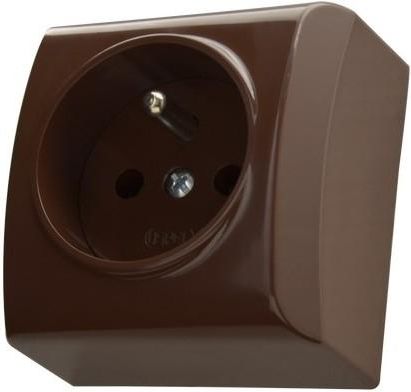 Ospel Gniazdo BIS pojedyncze natynkowe z uziemieniem brązowe (GN-1BZ/24)