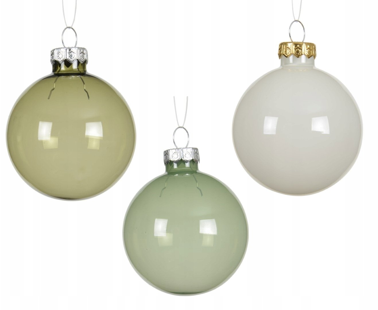 Kaemingk Zestaw 15 szklanych bombek choinkowych zielonych przezroczystych 6cm