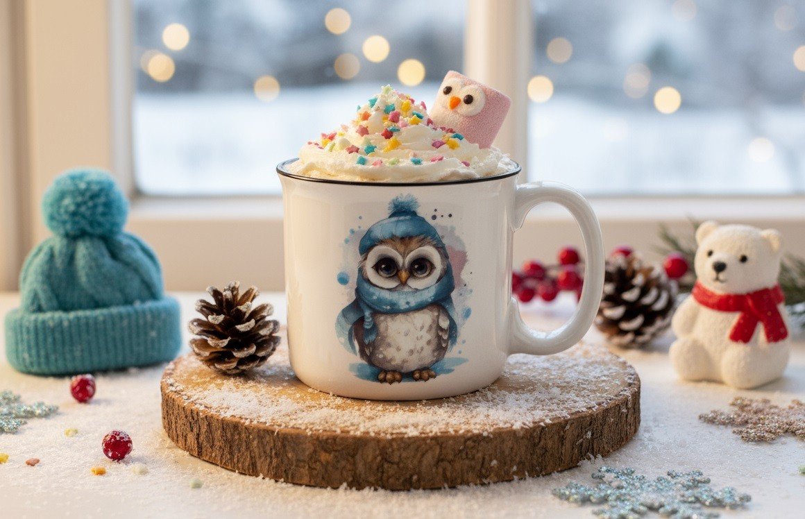 Kubek porcelanowy 220 ml Sowa Otello niebieska