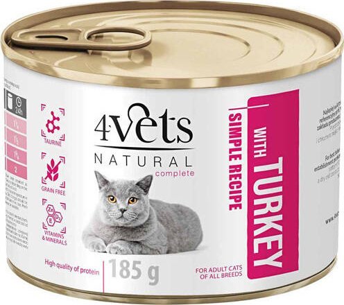 4Vets Natural Mokra karma dla kota z indykiem 185 g