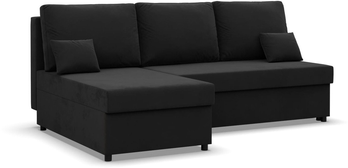 Narożnik z funkcją spania, Flow, 201x138x92 cm, czarny | TYLETEGOTU