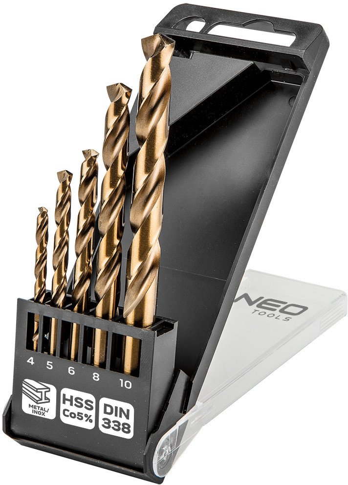 Wiertła do metalu HSS-Co, 4.0 - 10 mm, 5 szt.