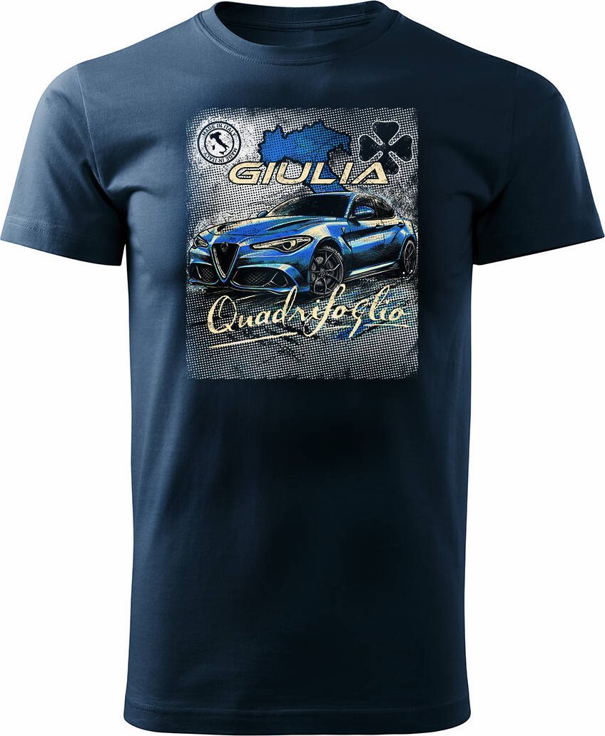 Topslang Koszulka z samochodem Alfa Romeo Giulia Quadrifoglio męska granatowa REGULAR XL