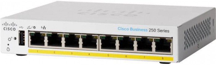 Cisco Cisco switch CBS250-8PP-D, 8xGbE RJ45, fanless, 45W, PoE - REFRESH