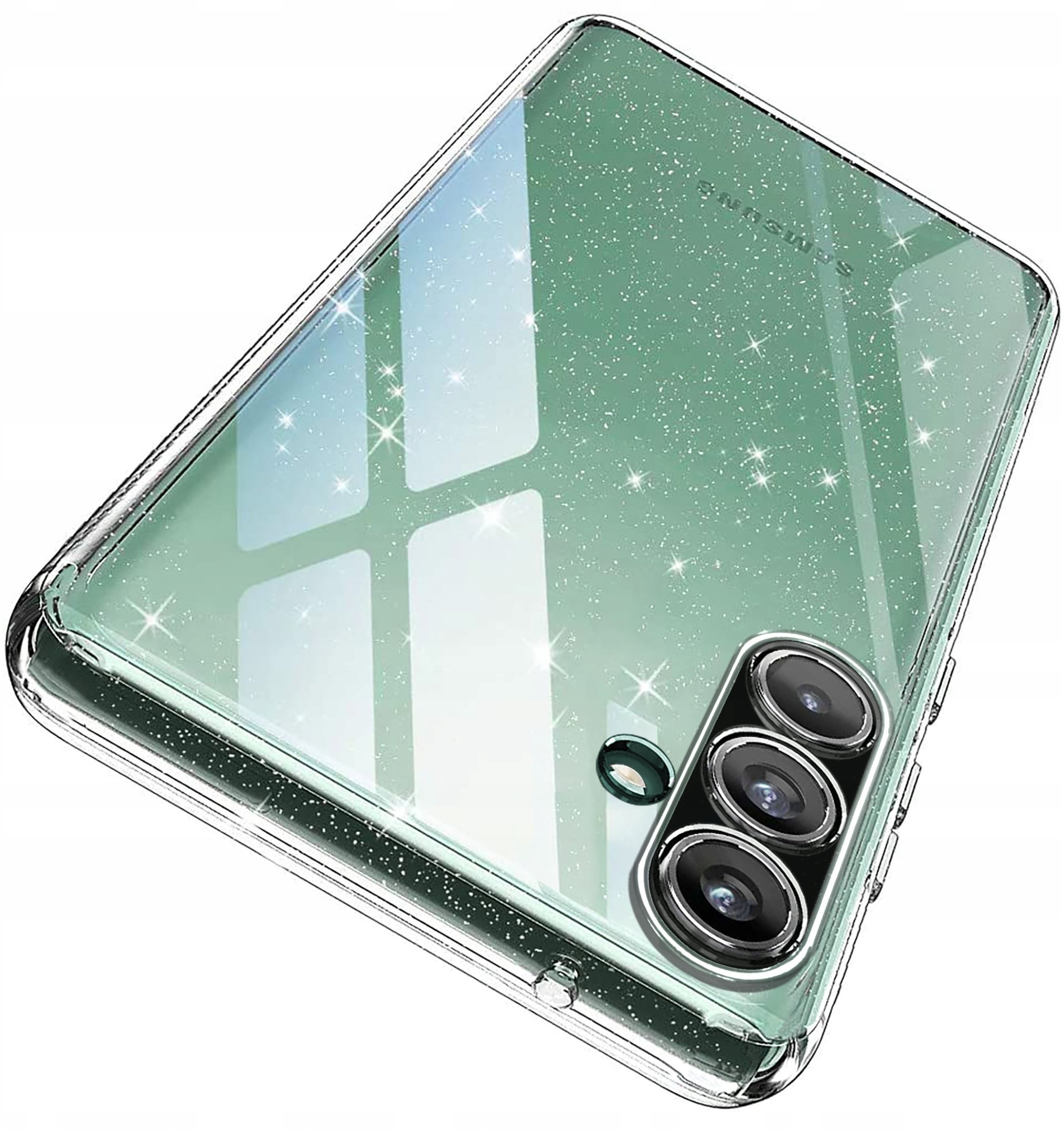 krainaGSM Etui do Samsung S25 FE CASE CLEAR BROKAT Błyszczące mieniące + SZKŁO 9H