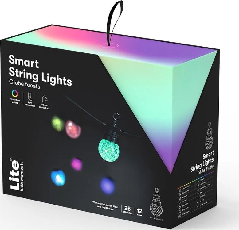 Lite Bulb Moments LBM 12m Smart Outdoor Light Chain - 25 x Globe Facets