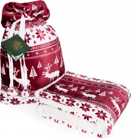 Faro koc świąteczny Saco sherpa w worku ciema czerwień burgund