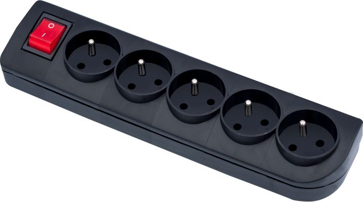 Elgotech Rozgałęźnik do przedłużacza z wyłącznikiem 5-gniazd z/u czarny GN-50W-2