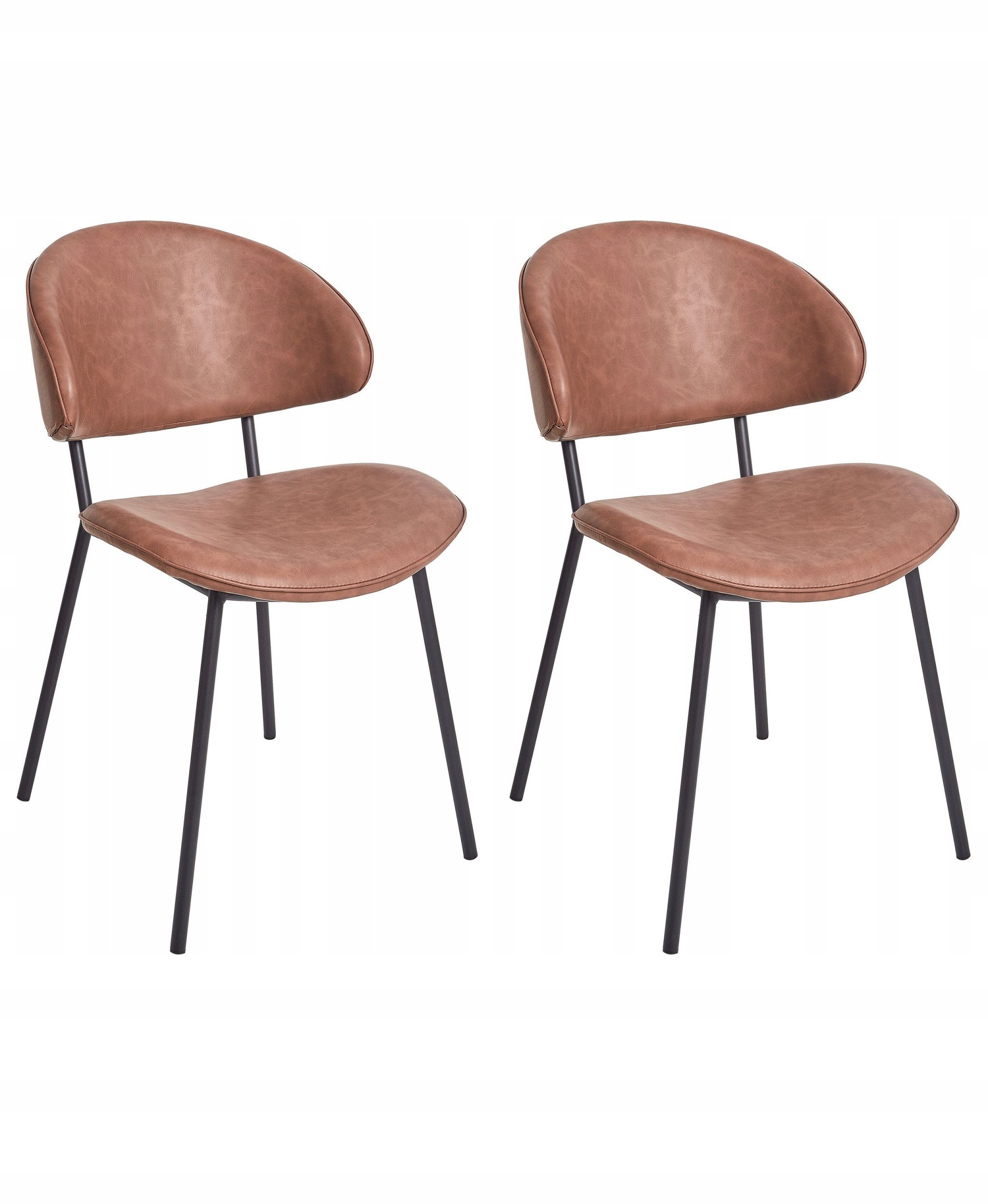 Beliani Zestaw 2 krzeseł do jadalni KIANA Ekoskóra Brązowy