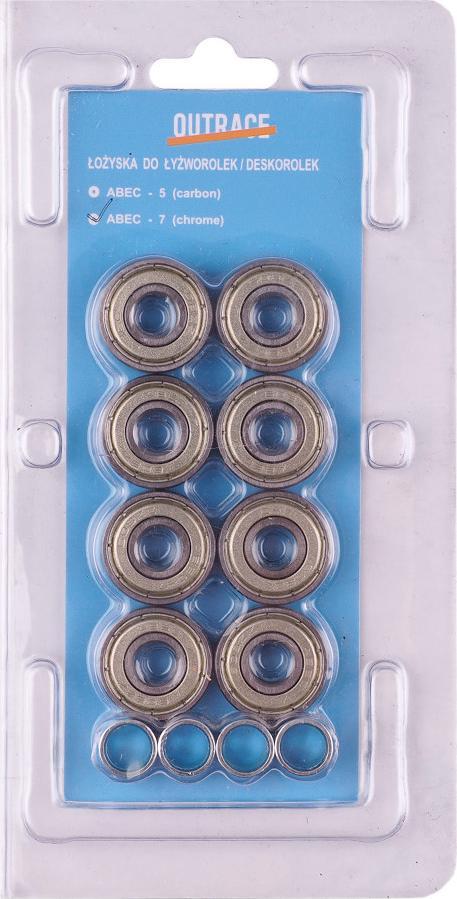 Outrace Łożyska Outrace Abec-7 chromowe 8 szt.