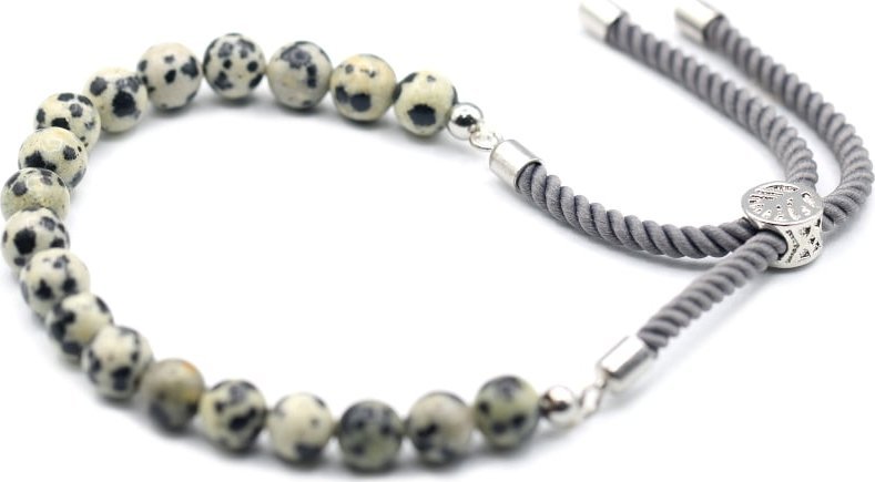 Lovrin Bransoletka sznurkowa - Jaspis Dalmatyńczyk - Srebro