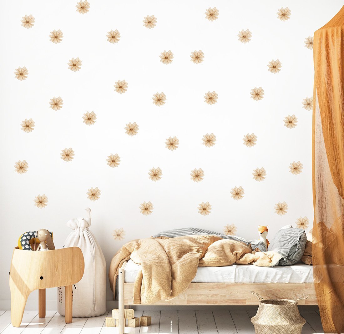 Pastelowe Love Pastelowe Love Stokrotki boho - Naklejka na ścianę