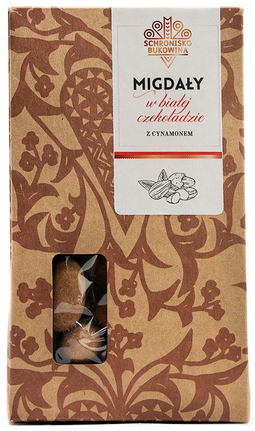 Migdały w białej czekoladzie z cynamonem 100g - Schronisko Bukowina