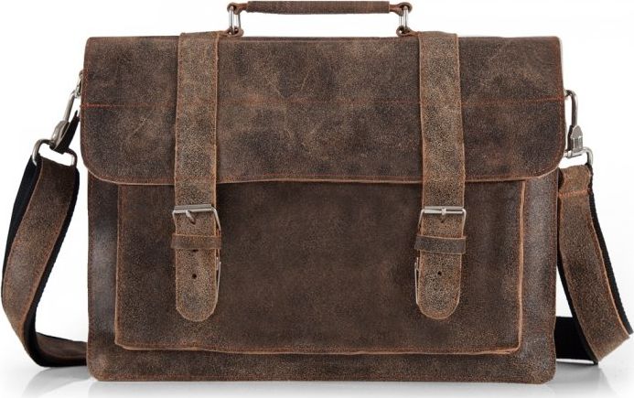 Solome BRĄZOWA SKÓRZANA TORBA LISTONOSZKA NA RAMIĘ SOLOME