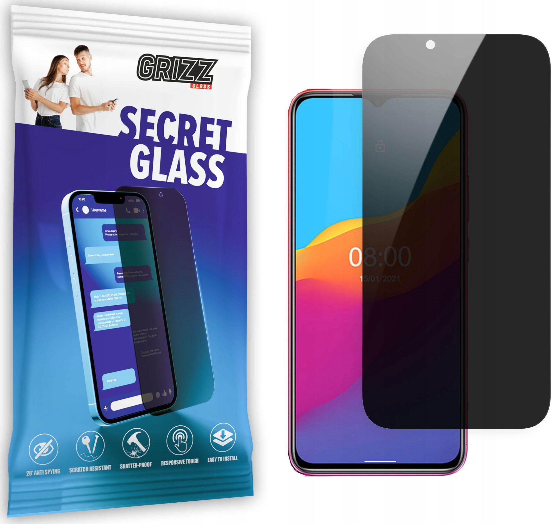 GrizzGlass Szkło prywatyzujące GrizzGlass SecretGlass Ulefone Note 10